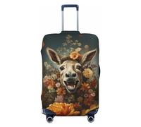 KWQDOZF Funda elástica Vintage para Equipaje de Viaje con diseño de Burro Gracioso y Hermosas Flores, Funda Protectora para Maleta de baúl de 19'' a 32''