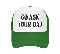 KWQDOZF Gorra de béisbol Negra Go Ask Your Dad (Pregúntale a tu papá) - Regalos para papás - Gorra de Malla - Gorra de béisbol UNIS