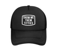 KWQDOZF Gorra de Camionero Show Me Them Titties para Hombre y Mujer, Gorra de béisbol de Malla Ajustable Negra