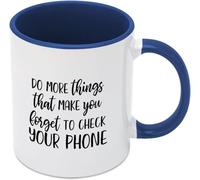 KWQDOZF Haz más cosas que te hagan olvidar revisar tu teléfono Tazas de café Taza de café novedosa Taza de té de cerámica impresa de doble cara para mamá Papá Amigo Esposa Esposo Regalo 11oz