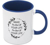 KWQDOZF Haz que el resto de tu vida sea lo mejor de tu vida Tazas de café Taza de café novedosa Taza de té de cerámica impresa de doble cara para mamá Papá Amigo Esposa Esposo Regalo 11oz
