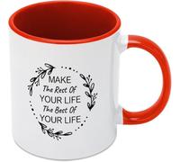 KWQDOZF Haz que el resto de tu vida sea lo mejor de tu vida Tazas de café Taza de café novedosa Taza de té de cerámica impresa de doble cara para mamá Papá Amigo Esposa Esposo Regalo 11oz