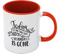 KWQDOZF Hoy es el único día, ayer se fue, tazas de café, taza de café novedosa, taza de té de cerámica con impresión de doble cara para mamá, papá, amigo, esposa, esposo, regalo de 11 oz