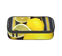KWQDOZF Lemon Zest Yellow Stripes Bolsa para bolígrafos de papelería con Compartimento Duradero de Gran Capacidad, Caja de lápices