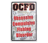 KWQDOZF Letrero metálico decorativo de pared para el hogar con diseño de Trastorno Obsesivo-Compulsivo por Pesca (OCFD) - Estilo Retro Vintage