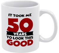 KWQDOZF Lucha, me tomó 50 años lucir así de bien, taza de café de 11 onzas, taza de té, taza impresa, taza de café, regalo para mujeres y hombres
