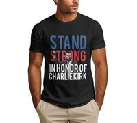 KWQDOZF Mantente Firme en Honor a Charlie Kirk, Camiseta Justicia para Charlie, Camiseta para Hombre