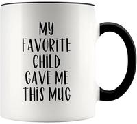 KWQDOZF Mi hijo favorito me dio esta taza, tazas de café, taza de café novedosa, taza de té de cerámica con impresión de doble cara para mamá, papá, amigo, esposa, esposo, regalo de 11 oz