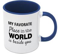 KWQDOZF Mi lugar favorito en el mundo está a tu lado, taza de café novedosa, taza de té de cerámica con impresión de doble cara para mamá, papá, amigo, esposa, esposo, regalo de 11 oz