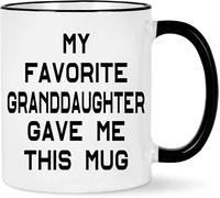 KWQDOZF Mi nieta favorita me dio esta taza. Taza de abuela y abuelo. Regalo de cumpleaños para abuelos de nieta. 11 onzas. Regalo negro para mujeres y hombres.