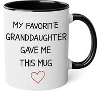 KWQDOZF Mi nieta favorita me dio esta taza, tazas de café, taza de café novedosa, taza de té de cerámica con impresión de doble cara para mamá, papá, amigo, esposa, esposo, regalo de 11 oz