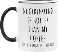 KWQDOZF Mi novia es más sexy que mi café, taza de café novedosa, taza de té de cerámica con impresión de doble cara para mamá, papá, amigo, esposa, esposo, regalo de 11 oz