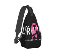 KWQDOZF Mochila bandolera para hombre y mujer, ideal para deportes al aire libre, viajes, multiusos, antirrobo, transpirable, con lazo rosa y negro para supervivientes de cáncer de mama.