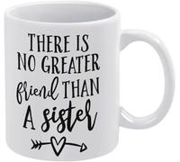 KWQDOZF No hay mejor amiga que una hermana, taza de café novedosa, taza de té de cerámica con impresión de doble cara para mamá, papá, amiga, esposa, esposo, regalo de 11 oz