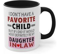 KWQDOZF No tengo un hijo favorito, pero si lo tuviera, definitivamente sería mi nuera. Tazas de café de cerámica con impresión de doble cara para mamá, papá, amigo, esposa, esposo, regalo de 11 oz.