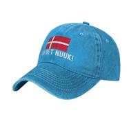KWQDOZF ¡Nu DET Nuuk! ¡Ya Basta! Gorra Vaquera Retro Lavada con Bandera de Groenlandia. Gorra de béisbol Lavada Negra para Adultos.
