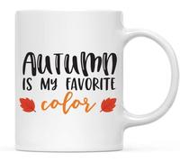 KWQDOZF Otoño Temporada Otoño El otoño es mi color favorito Tazas de café Taza de café novedosa Taza de té de cerámica impresa de doble cara para mamá Papá Amigo Esposa Esposo Regalo 11 oz