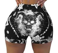 KWQDOZF Pantalones Cortos Deportivos con Calavera de Diablo para Mujer, Ideales para Yoga, Ciclismo y Gimnasio.