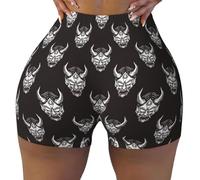 KWQDOZF Pantalones Cortos Deportivos con máscara de Diablo Vintage para Mujer, Ideales para Yoga, Ciclismo y Gimnasio.