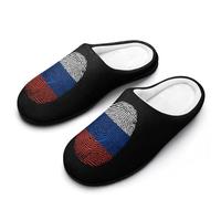 KWQDOZF Pantuflas de algodón con diseño de bandera de Rusia para mujer, suela de goma antideslizante, cálidas y de invierno para uso