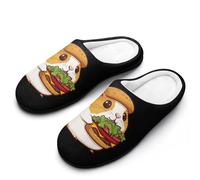 KWQDOZF Pantuflas de algodón para mujer, conejillos de indias, hamburguesas y hámster, suela de goma antideslizante, cálidas y de inv
