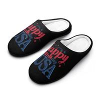 KWQDOZF Pantuflas de algodón para mujer, suela de goma antideslizante, para uso diario, de Happy Birthday USA.