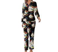 KWQDOZF Pijama de 2 Piezas Confía en mí, Soy un Unicornio para Mujer, de Manga Larga, con Botones y Cuello Alto