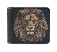 KWQDOZF Portafoglio Bifold a Forma di Leone dei cartoni animati per Donna e uomo, portafoglio in morbida Pelle PU, sottile, tasca frontale, Porta biglietti da Visita