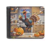 KWQDOZF Portafoglio Bifold a Forma di Zucca e tacchino per Donna e uomo, in morbida Pelle PU, sottile, con tasca frontale e Porta biglietti da Visita