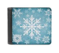 KWQDOZF Portafoglio Bifold con fiocco di Neve invernale per Donna e uomo, in morbida Pelle PU, sottile, tasca frontale, Porta biglietti da Visita