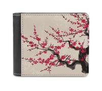 KWQDOZF Portafoglio Bifold con Motivo Floreale giapponese in Fiore di ciliegio per Donna e uomo, in morbida Pelle PU, sottile, con tasca frontale e Porta biglietti da Visita