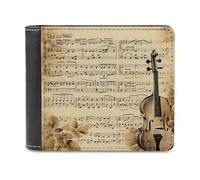 KWQDOZF Portafoglio Bifold con Note musicali su Carta vecchia per Donna e uomo, in morbida Pelle PU, sottile, con tasca frontale e Porta biglietti da Visita