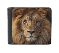 KWQDOZF Portafoglio Bifold con Testa di Leone Africano per Donna e uomo, in morbida Pelle PU, sottile, con tasca frontale e Porta biglietti da Visita