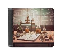 KWQDOZF Portafoglio Bifold da Laboratorio di chimica per Donna e uomo, in morbida Pelle PU, sottile, con tasca frontale e Porta biglietti da Visita