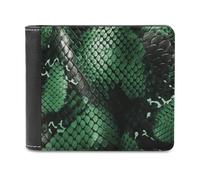 KWQDOZF Portafoglio Bifold in Pelle di serpente Verde per Donna e uomo, portafoglio sottile in morbida Pelle PU con tasca frontale e Porta biglietti da Visita