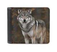 KWQDOZF Portafoglio Bifold Wild Wild Gray Wolf per Donna e uomo, in morbida Pelle PU, sottile, con tasca frontale e Porta biglietti da Visita