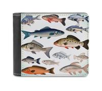 KWQDOZF Portafoglio da uomo con Diverse stampe di Pesci, portafogli Bifold con tasca frontale per uomo