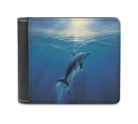 KWQDOZF Portafoglio da uomo con Stampa Delfino nell'oceano, portafogli Bifold con tasca frontale per uomo