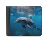 KWQDOZF Portafoglio da uomo con Stampa di delfini nell'oceano, portafogli Bifold con tasca frontale per uomo