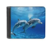 KWQDOZF Portafoglio da uomo con Stampa di delfini nell'oceano, portafogli Bifold con tasca frontale per uomo