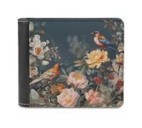 KWQDOZF Portafoglio da uomo con Stampa di Fiori e uccelli, portafogli Bifold con tasca frontale per uomo
