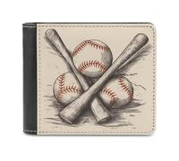 KWQDOZF Portafoglio da uomo con Stampa di mazze e palline disegnate a Mano, portafogli con tasca frontale Bifold per uomo