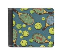 KWQDOZF Portafoglio da uomo con Stampa di racchette da Tennis e palline da Tennis, portafogli con tasca frontale Bifold per uomo