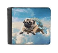KWQDOZF Portafoglio da uomo con Stampa Tartaruga e Cane Carlino nel Cielo, portafogli Bifold con tasca frontale per uomo