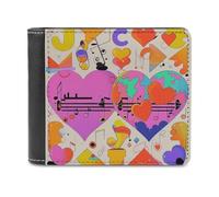 KWQDOZF Portafoglio in Pelle con simboli musicali e Amore, Grande capacità, pochette per telefono, Borsa da viaggio per uomo e Donna, Regalo