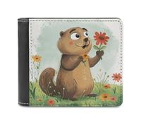 KWQDOZF Portafoglio in Pelle di Grande capacità con Marmotta che Tiene un Fiore, pochette per telefono, Borsa da viaggio per uomo e Donna, Regalo