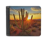 KWQDOZF Portafoglio in Pelle di Grande capacità con Motivo Cactus nel deserto, portafogli da viaggio per telefono, Regalo per uomo e Donna