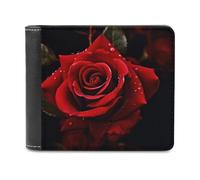 KWQDOZF Portafoglio in Pelle di Grande capacità con Rosa Rossa, pochette per telefono, Borsa da viaggio per uomo e Donna, Regalo