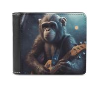 KWQDOZF Portafoglio in Pelle di Grande capacità con scimmia che Suona la Chitarra, portafoglio per telefono, Borsa da viaggio per uomo e Donna, Regalo