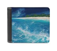 KWQDOZF Portafoglio in Pelle di Grande capacità con Tema spiaggia e Oceano tropicale, Porta telefono, pochette da viaggio, Regalo per uomo e Donna